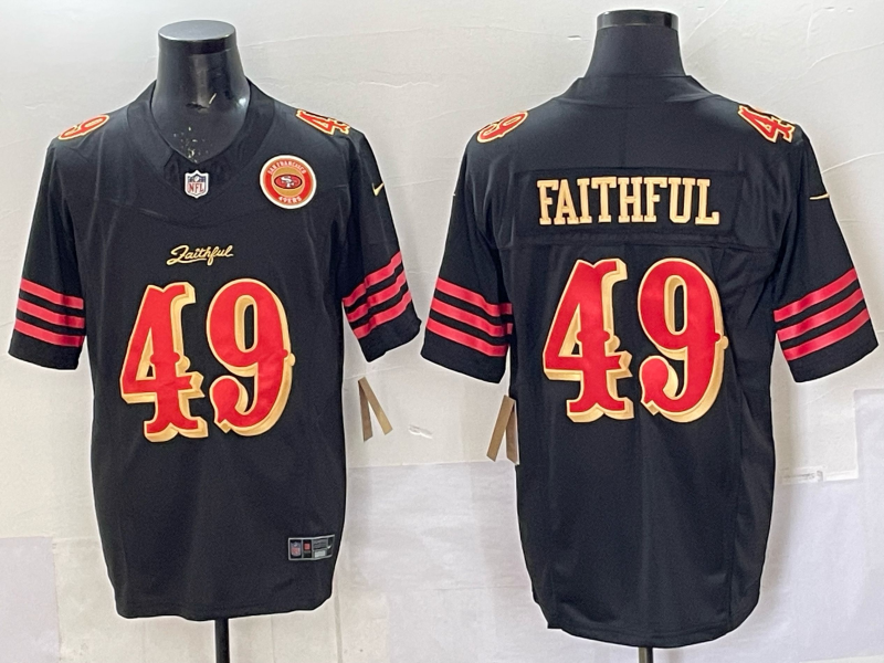 Men San Francisco 49ers #49 Faithful black 2025 Nike NFL Jersey 003